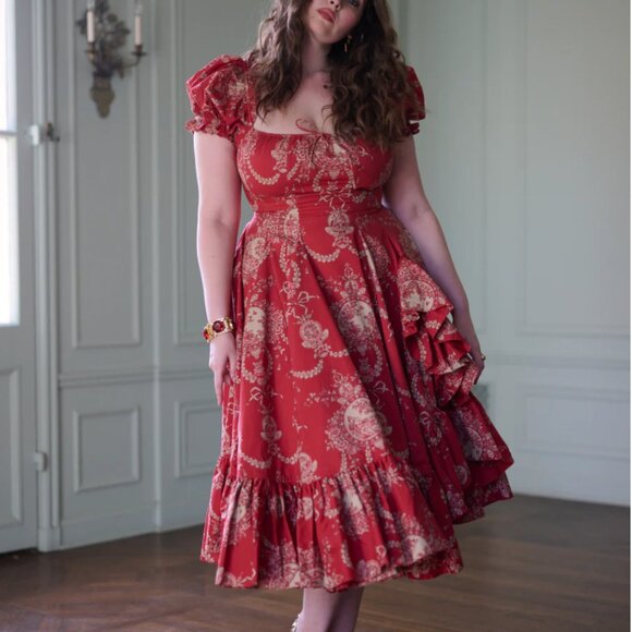 NEW Selkie The Ornament Foxglove Midi Dress Cotton Floral - Picture 11 of 12